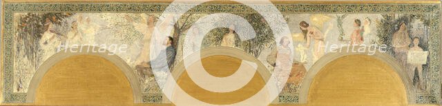 Esquisse pour le salon d'entrée sud de l'Hôtel de Ville : La Musique - La Sculpture, 1892. Creators: Henri Jean Guillaume Martin, Louis Felix Bigaux.