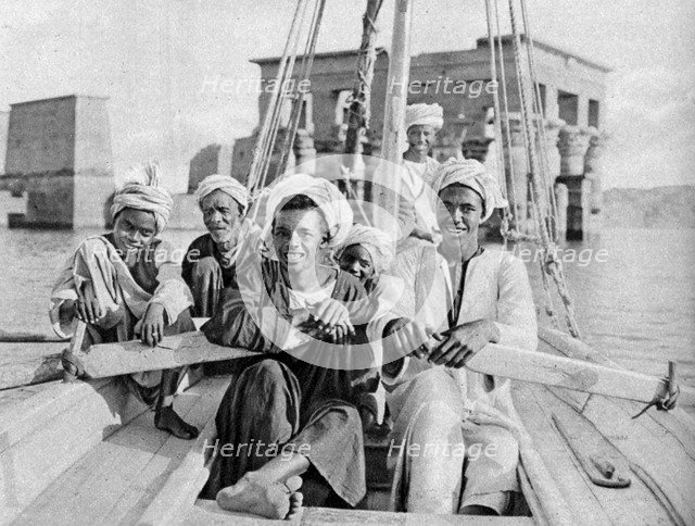 Berberin boatmen, flooded isle of Philae, Egypt, c1922. Artist: Donald McLeish