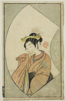 The Actor Anegawa Shinshiro II, from "A Picture Book of Stage Fans (Ehon butai ogi)", Japan, 1770. Creator: Shunsho.