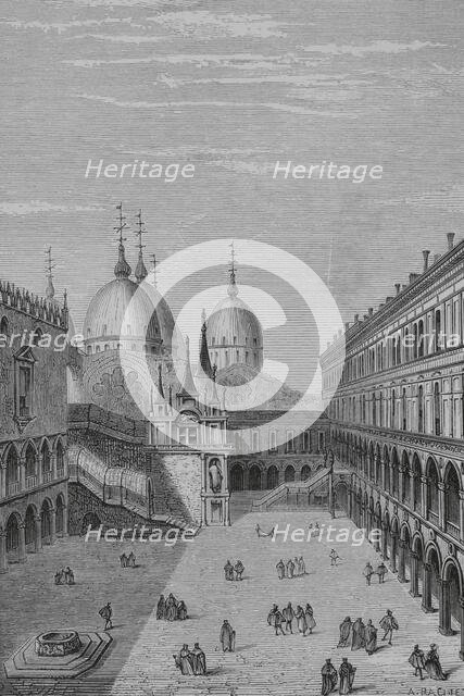 Courtyard of the Doge's Palace in Venice, 1878.  Creator: Albert Racinet.