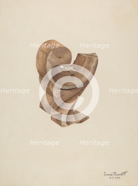 Wood Carving, 1935/1942. Creator: Gerard Barnett.