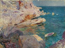 Rocks of Jávea and the white boat, 1905. Creator: Sorolla y Bastida, Joaquín (1863-1923).