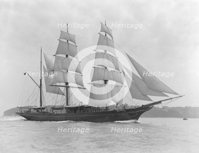 The 135 ft barque sailing ship 'Modwena', 1911. Creator: Kirk & Sons of Cowes.