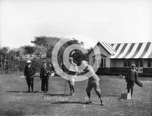 Victorian golfers at Burnham and Berrow Golf Club, Somerset, 1898. Artist: Unknown.