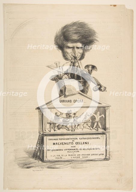 Caricature of Berlioz, from La Caricature Provisoire, no. 1, 1838. Creator: Benjamin Roubaud.