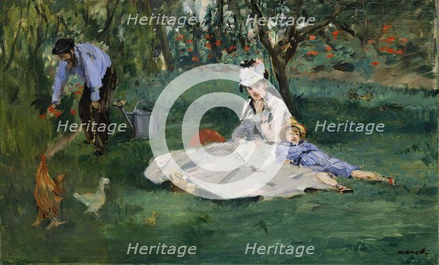The Monet Family in Their Garden at Argenteuil, 1874. Creator: Edouard Manet.
