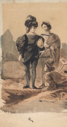 Hamlet and Horatio in the Graveyard, 1827-28. Creator: Eugene Delacroix.