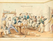 The smoking young Germany, 1843. Creator: Schoeller, Johann Christian (1782-1851).