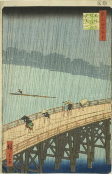 Sudden Shower over Shin Ohashi Bridge and Atake (Ohashi Atake no yudachi), from the series..., 1857. Creator: Ando Hiroshige.