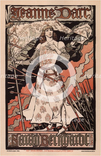 Sarah Bernhardt as Joan of Arc, 1893. Artist: Grasset, Eugène (1841-1917)