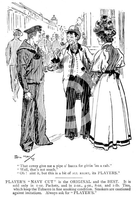 Advertisement for Player's "Navy Cut" tobacco, 1898.  Creator: Unknown.