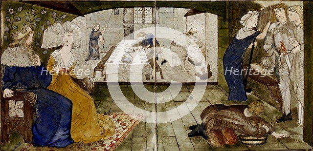 Sixteen tiles form eight illustrations of the 'Briar Rose' tale, 1862-1865. Artists: William Morris, Sir Edward Coley Burne-Jones.