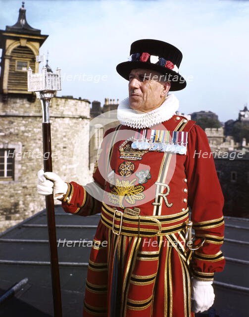 Beefeater at the Tower of London, c1955. Creator: Arthur Charles Kirby Ware.