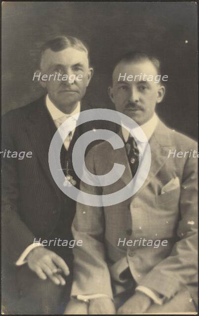 Portrait of Two Men with Suit Accessories, 1907-1943. Creator: Louis Fleckenstein.
