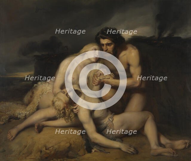 Adam and Eve Discover the Dead Body of Abel, 1843. Creator: Edward Dujardin.