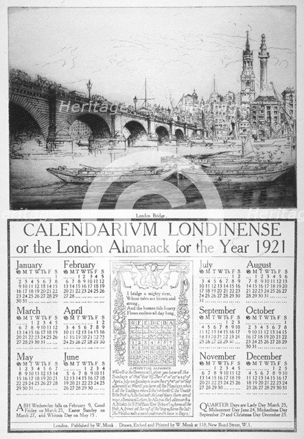 London Bridge (new), 1921. Artist: William Monk
