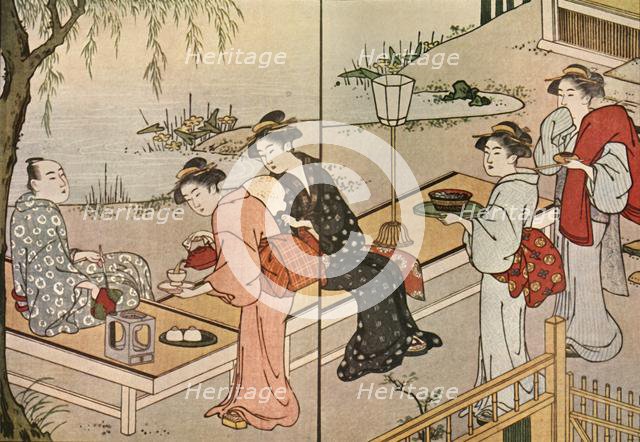 Woman serving tea, 1790, (1924). Creator: Katsukawa Shuncho.