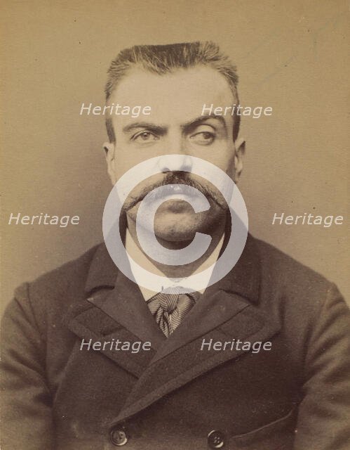 Mathon. Louis Marius. 30 ans, né à St Andiolle (Ardèche). Ferblantier. Anarchiste. 26/2/94., 1894. Creator: Alphonse Bertillon.