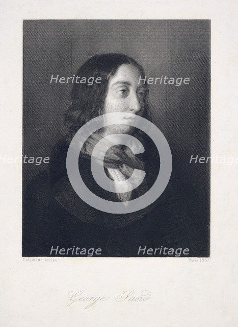 Portrait of George Sand, pub. 1837.  Creator: Luigi Calamatta (1802 - 1869).