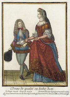 Recueil des modes de la cour de France, 'Dame de Qualité en Habit dEsté', between c1678 and c1693. Creator: Nicolas Bonnart.