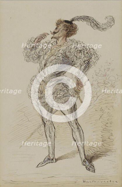 Man with sword in historic costume, c.1854-c.1887. Creator: Alexander Ver Huell.