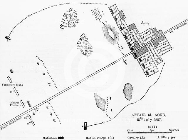 'Plan of the Affair at Aong', c1891. Creator: James Grant.