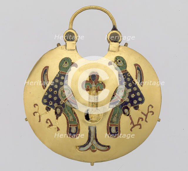 Temple Pendant with Two Birds Flanking a Tree of Life (front)..., Kievan Rus, ca. 1000-1200. Creator: Unknown.
