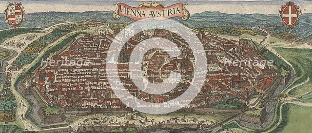 Bird's-eye view of Vienna from North, 1609. Artist: Hoefnagel, Jacob (1575-c. 1630)