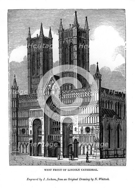 West front of Lincolin Cathedral, 1843. Artist: J Jackson