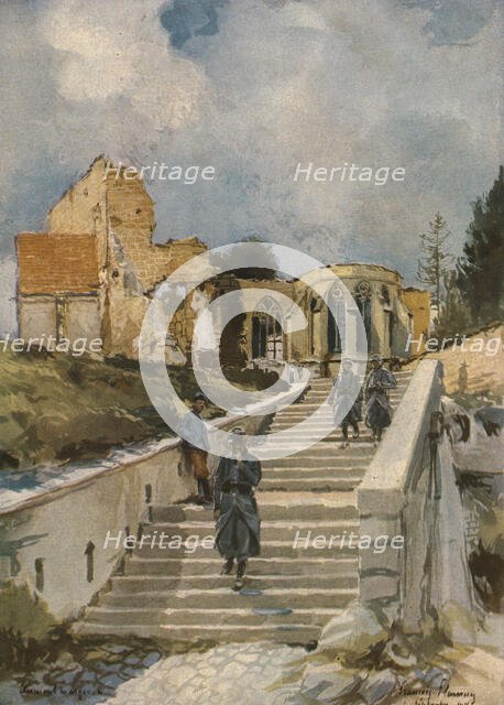 ''En Argonne; L'Eglise de Clermont-en-Argonne.', 1915. Creator: Francois Flameng.