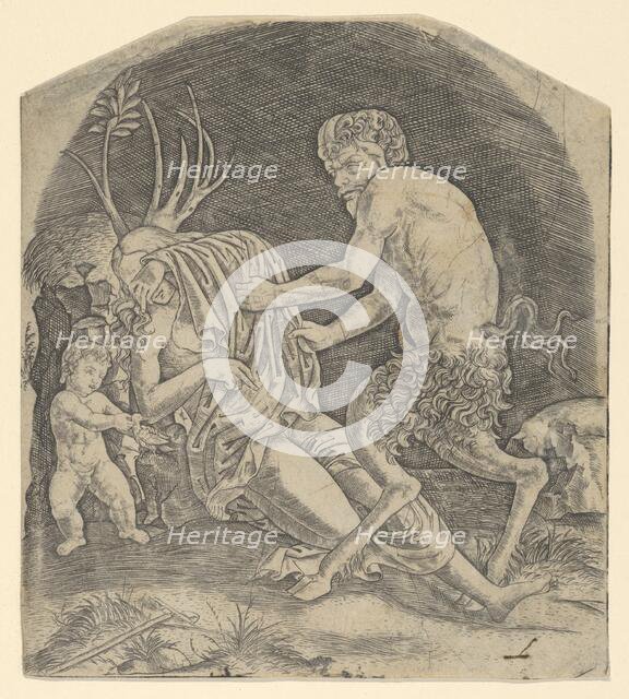 A satyr about to remove drapery covering a Nymph, ca. 1510-20. Creator: Marcantonio Raimondi.