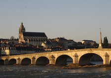 Saint Louis Cathedral and Jacques Gabriel Bridge over the Loire river, Blois, France, 2019. Creator: Unknown.
