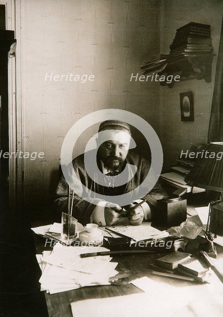 Alexander Kuprin, Russian author, at his desk, Gatchina, Russia, early 20th century.  Artist: Karl Karlovich Bulla