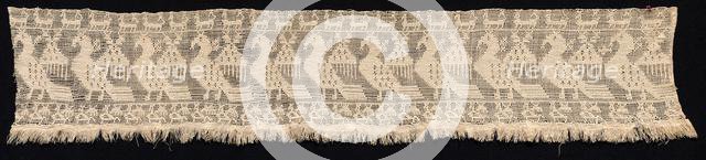 Fragment of a Border with Repeated Pattern of Fantastic Winged Animals, 1500s-1600s. Creator: Unknown.