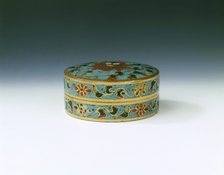 Cloisonne enamel covered box with lotus design, Ming dynasty, China, late 15th century. Artist: Unknown