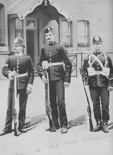 'Corporal and Privates, the Buffs', c1880. Artist: Gregory & Co.