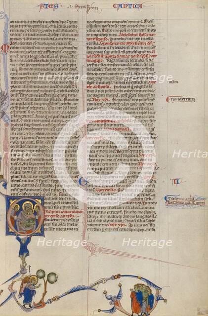 Initial O: Virgin and Child; Abbey Bible, about 1250-1262. Creator: Unknown.