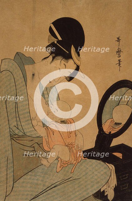 Woman Nursing a Baby, 18th century. Creator: Kitagawa Utamaro.