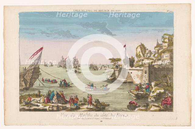View of a coast with a fortress in Malta, 1700-1799. Creator: Anon.
