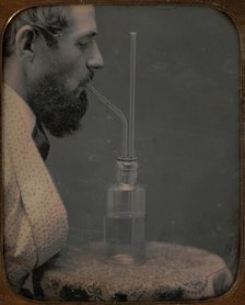 James Hyatt Inhaling Chlorine Gas, 1850-55. Creator: Peter Welling.