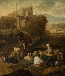 Pastoral Scene Against Ruins, 2nd half of 17th century. Creator: Johann Heinrich Roos.
