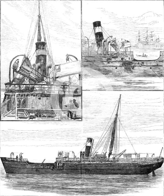 The burnt steamer Solway, lying at Kingstown, Dublin Bay, 1881. Creator: Unknown.