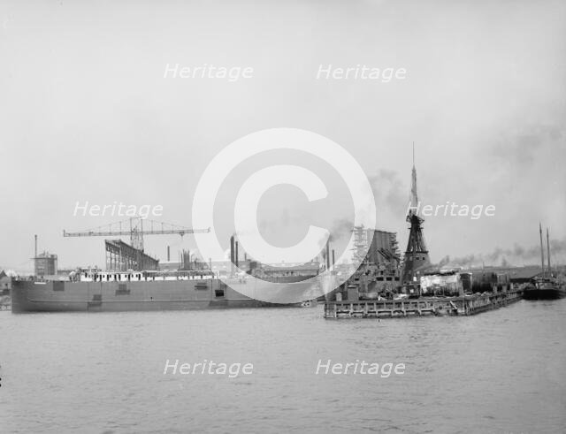 Docks, Cramps Shipyard, Philadelphia, Pa., The, between 1900 and 1906. Creator: Unknown.