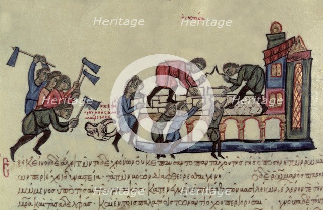 Bovine pest that devastated the empire during the reign of Romanus I, miniature in 'Scylitzes Mat…