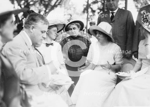Eleanor Wilson, daughter of Woodrow Wilson, with her sister Jessie and others, c1914. Creator: Bain News Service.