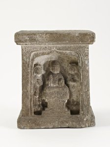 Pedestal with Buddha, bodhisattvas, and monks, Sui dynasty, 581-618. Creator: Unknown.