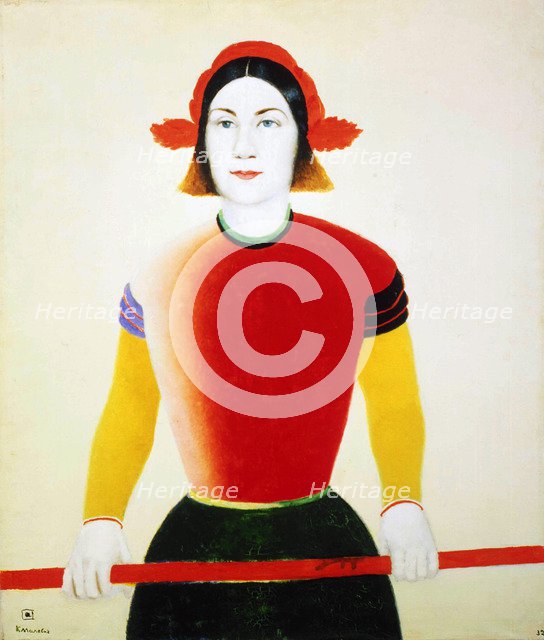 'A Girl with a Red Pole', 1932-1933.  Artist: Kazimir Malevich