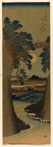 Monkey Bridge in Kai Province (Koyo Saruhashi no zu), c. 1841/42. Creator: Ando Hiroshige.