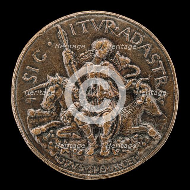 Female Figure and Serpent [reverse], c. 1490/1495. Creator: Sperandio Savelli.