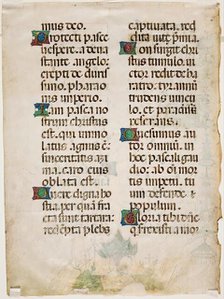 Antiphonary Leaf: Text with Six Ornamental Initials, late 15th century. Creator: Unknown